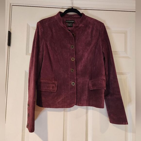 C Concept 100% leather plum colored jacket Size 10 - Picture 1 of 5